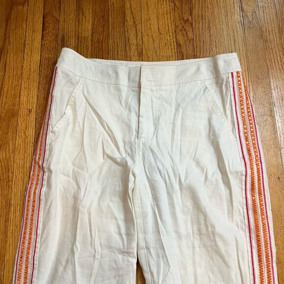Trina Turk INC Pants Womens 4 White Side Stripe Linen Blend Straight - Picture 5 of 13
